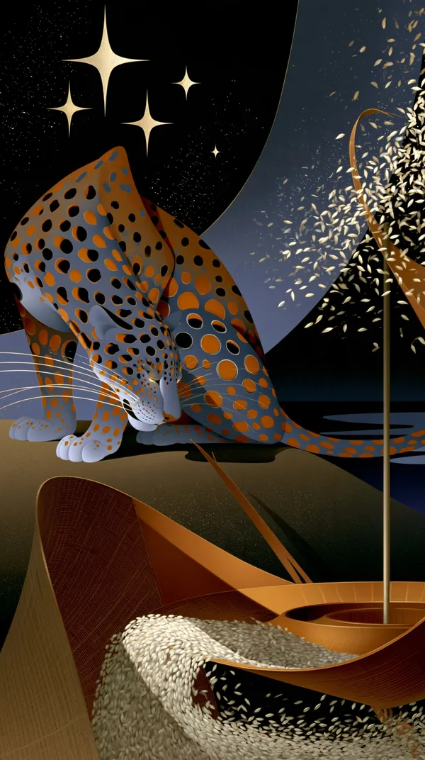 箕 Winnowing Basket — I Ching Oracle card artwork